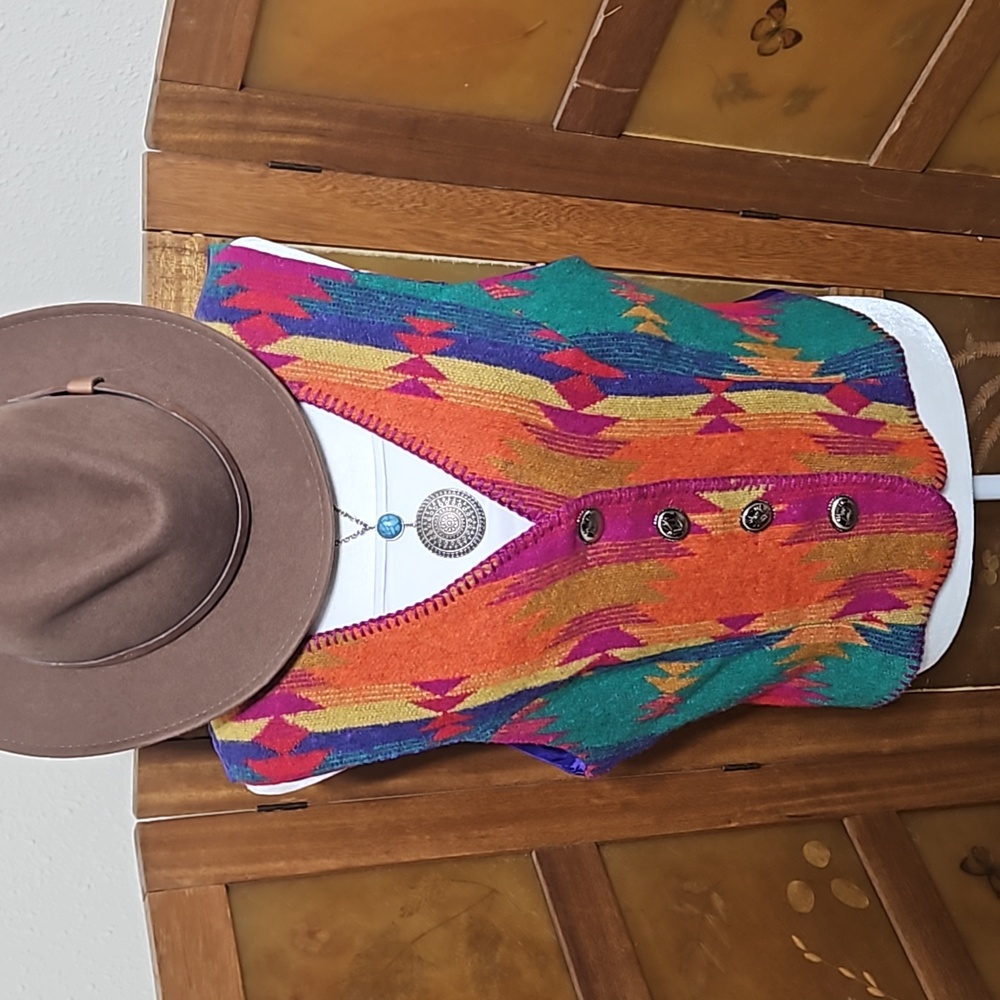Vintage 90's Wool Southwestern Boho Vest